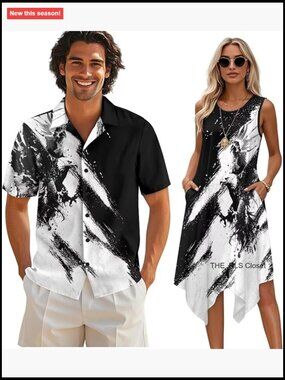 Polyester Matching Couple Outfit Sleeveless Flared Mini Sundress